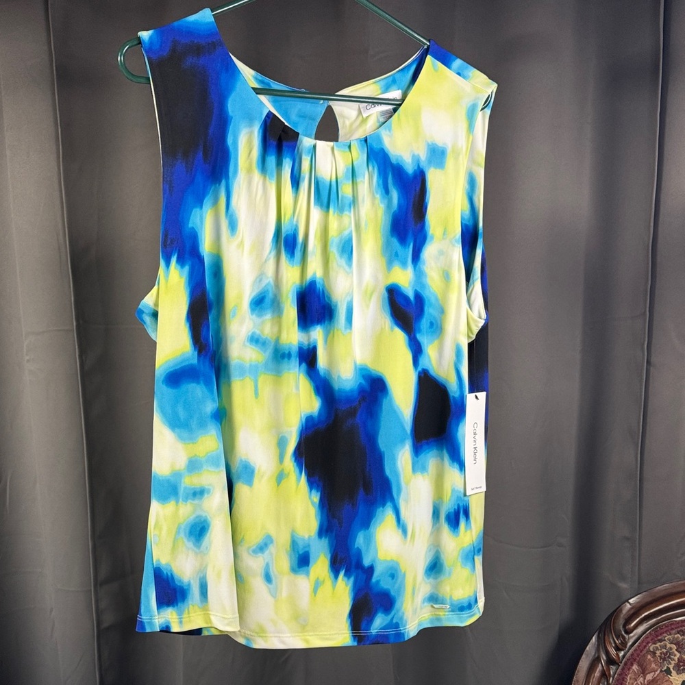 Calvin Klein Women's Vibrant Blue and Yellow Blouse